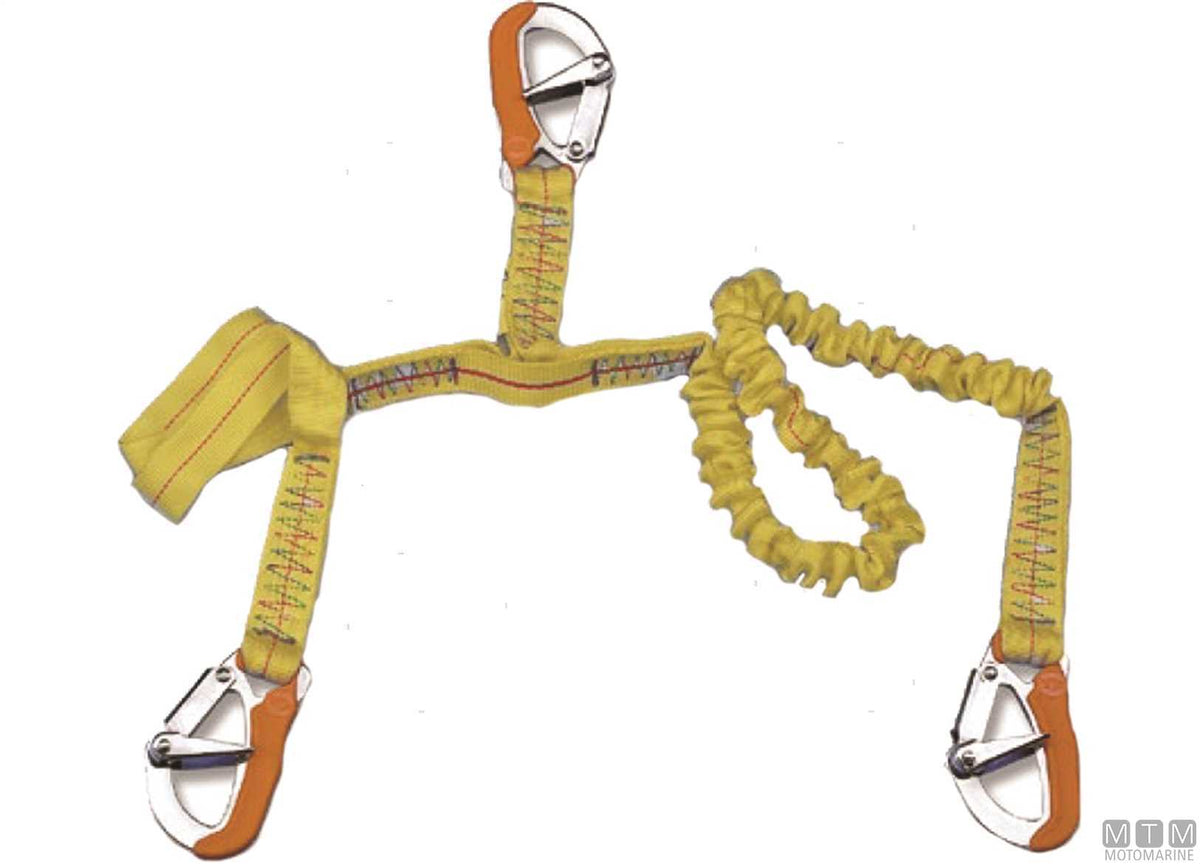 Trim extendable safety tether 3 snap hooks L100-200-100 cm - original photo Motomarine Srl