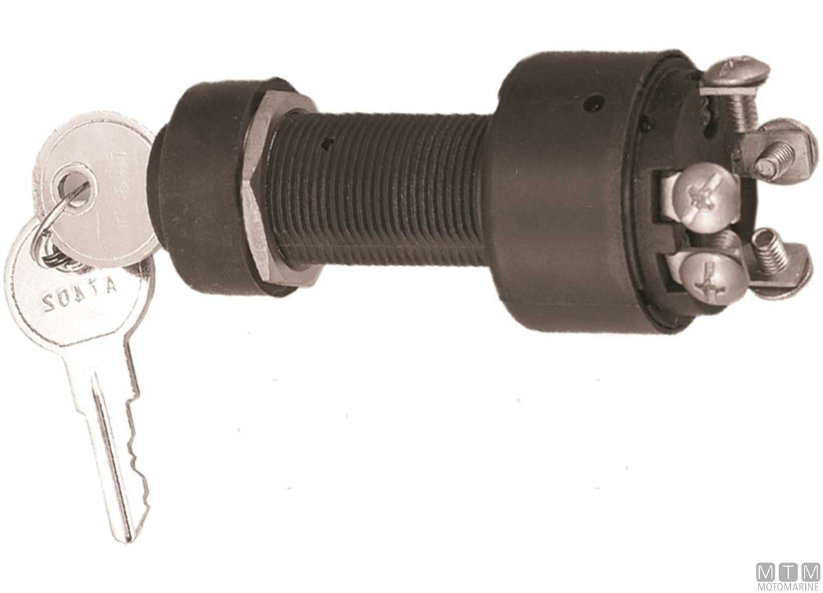 Ignition key switch Ø20 mm 5 terminals 3 positions - original photo Motomarine Srl