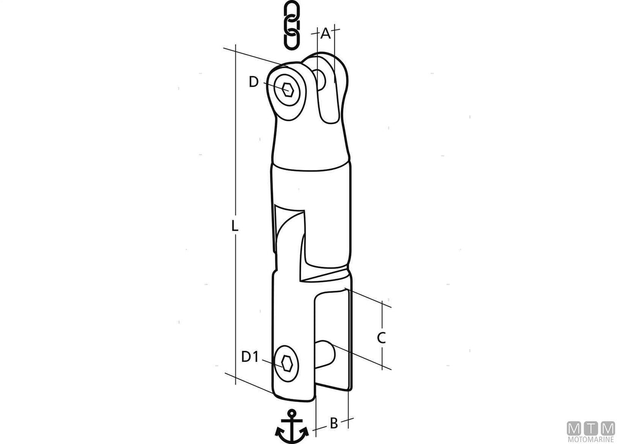 Double-joint anchor connector, chain Ø6/8 mm, stainless steel 316 - original photo Motomarine Srl