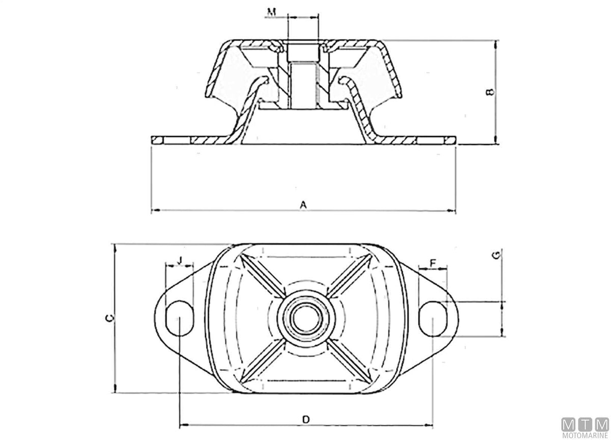 DNV anti-vibration mount 55SH 220 kg M16 - original photo Motomarine Srl