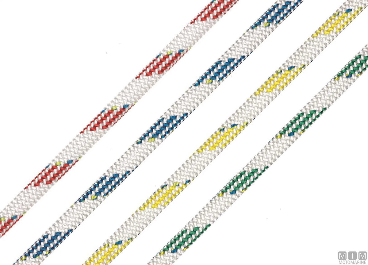 Liros Dynamic Plus white halyard with yellow fleck in Dyneema Ø10 mm 200 m - original photo Motomarine Srl