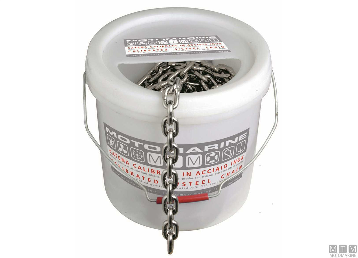 Calibrated chain DIN 766 Ø8 mm, 30 m, stainless steel 316 G40 - original photo Motomarine Srl