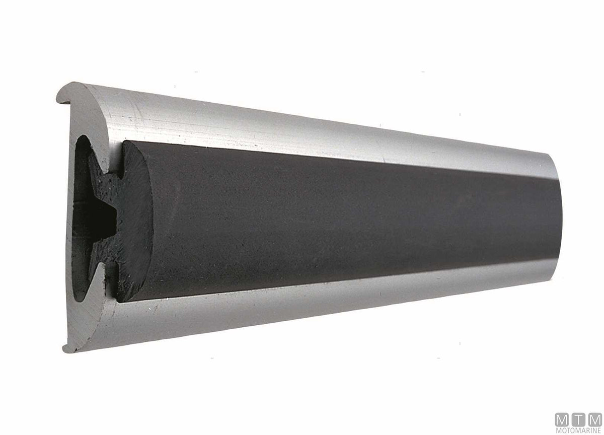 White fender rubbing strake profile L12 m for H37 mm aluminum supports - original photo Motomarine Srl