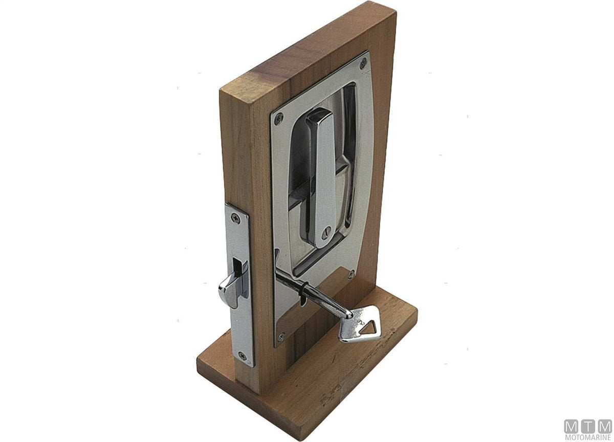 Reversible recessed lock set with keys 3448, stainless steel - original photo Motomarine Srl