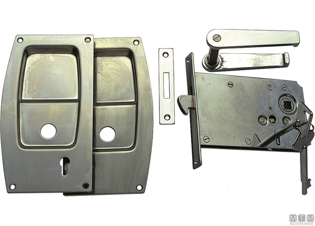 Reversible recessed lock set with keys 3448, stainless steel - original photo Motomarine Srl