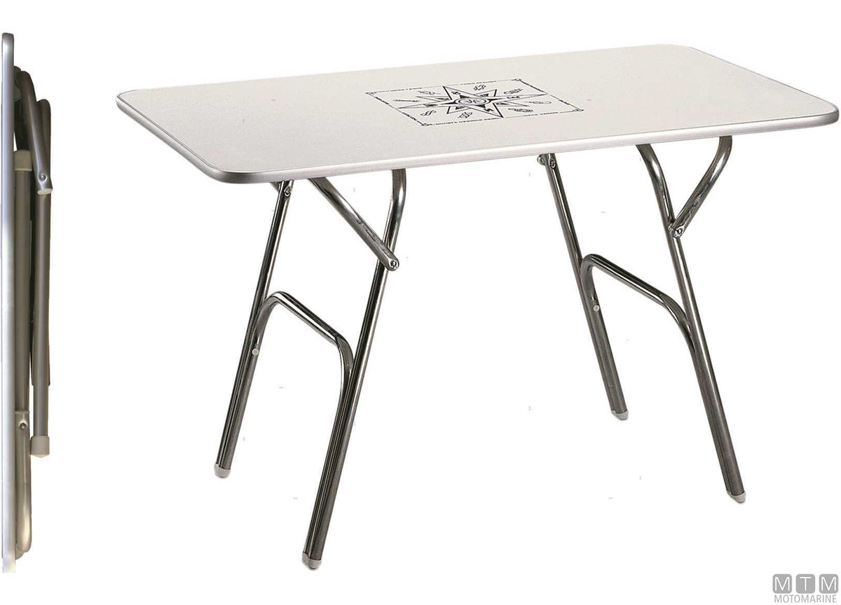 Forma M600 table 120x75 cm H56/73 cm in melamine/aluminium - original photo Motomarine Srl