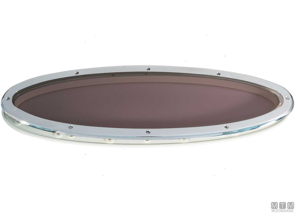 MTM 127x400 mm fixed oval porthole in stainless steel - original photo Motomarine Srl