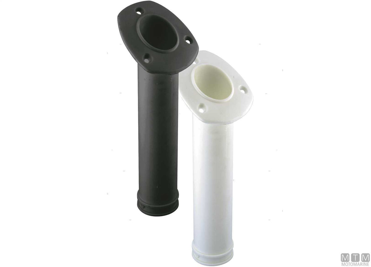 Black angled flush-mount rod holder Ø40 mm, plastic - original photo Motomarine Srl