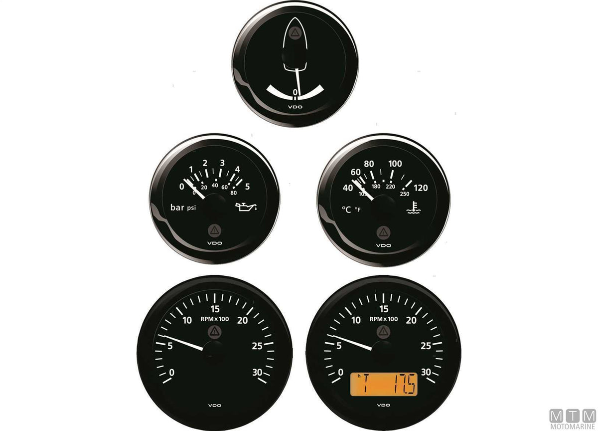 VDO tachometer/hour meter 5000 Ø85 mm black - original photo Motomarine Srl
