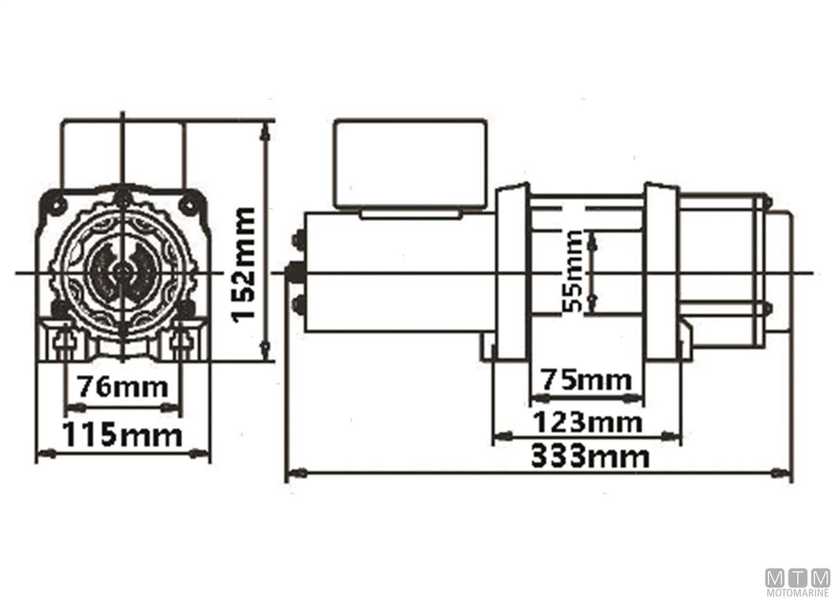 Bada DW4000 electric trailer winch pull 1800 kg - original photo Motomarine Srl