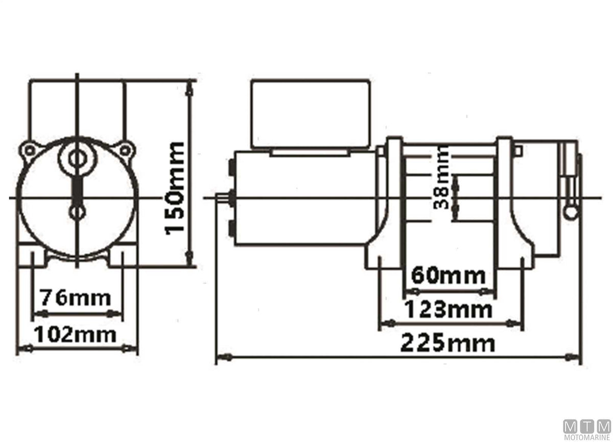 Bada DW3000 electric trailer winch pull 1360 kg - original photo Motomarine Srl