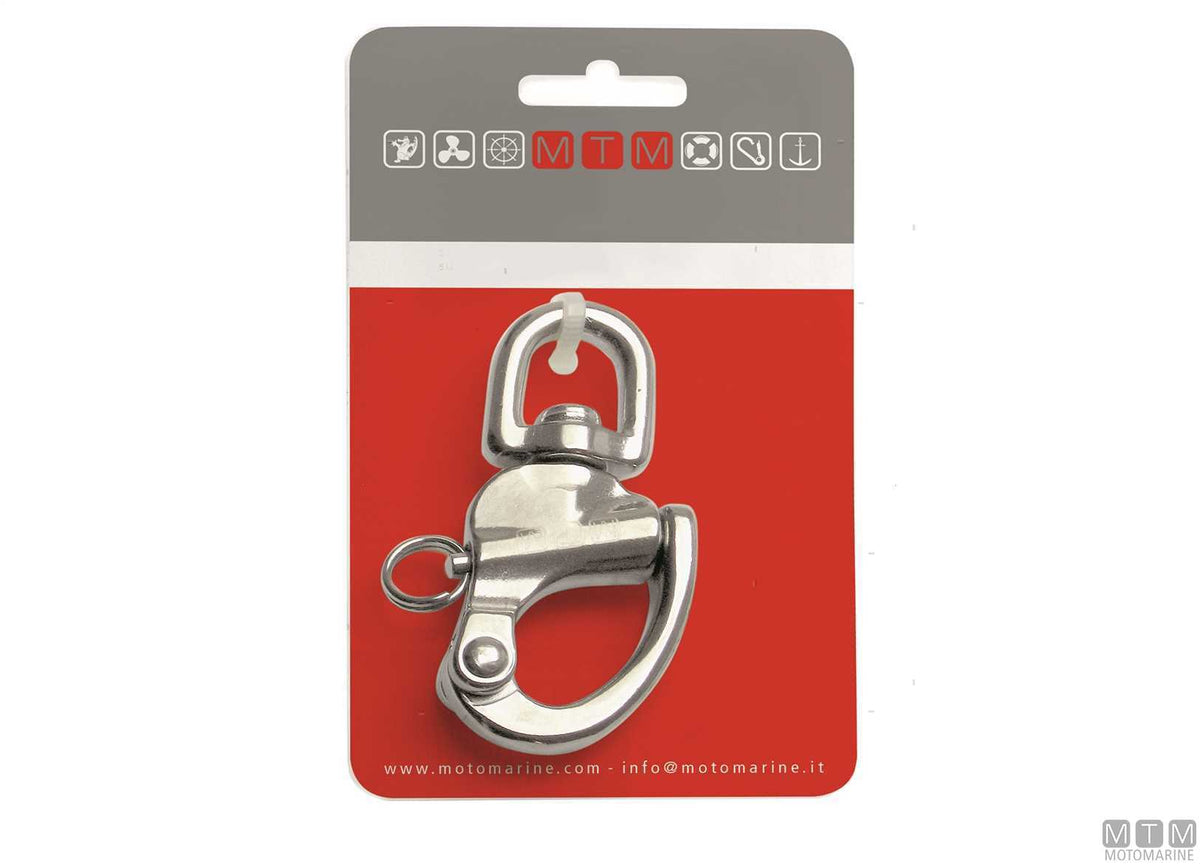 Swivel spinnaker quick release snap shackle L90 mm, 316 stainless steel, M-Card - original photo Motomarine Srl