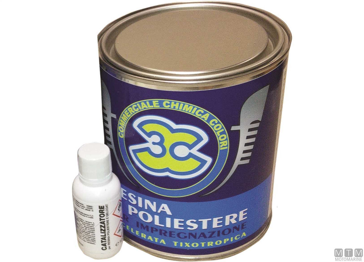 Polyester resin 3C 0.375 l with catalyst - original photo Motomarine Srl