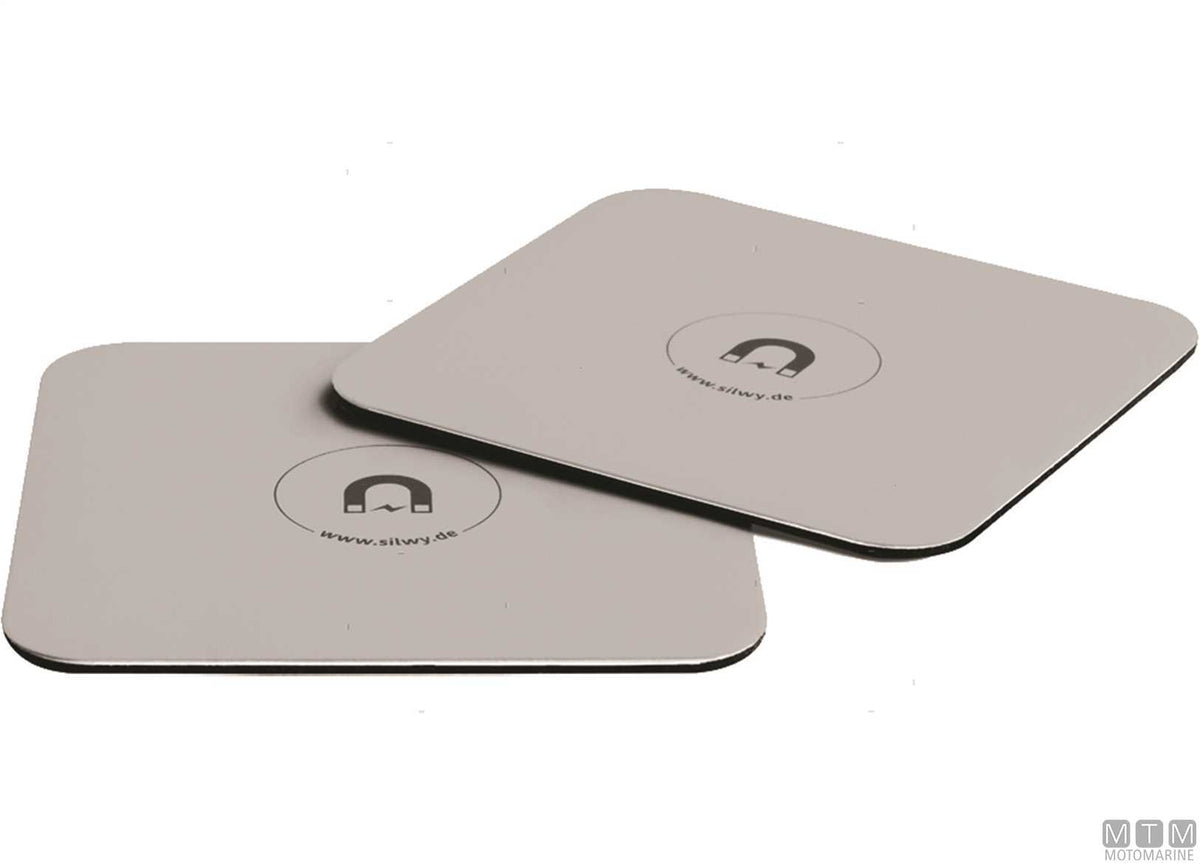 Set of 2 Silwy metallic coasters silver - original photo Motomarine Srl