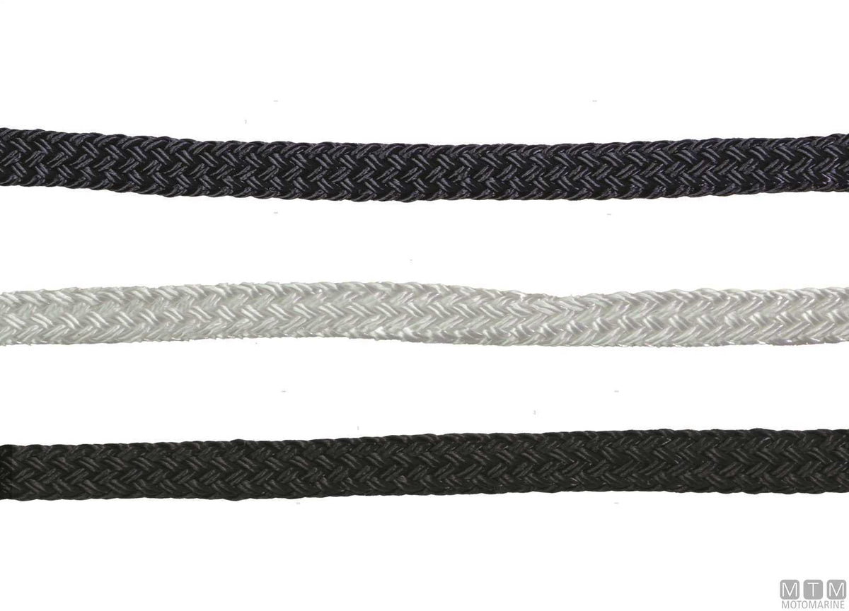 Flat polyester fender line black Ø8 mm 100 m - original photo Motomarine Srl