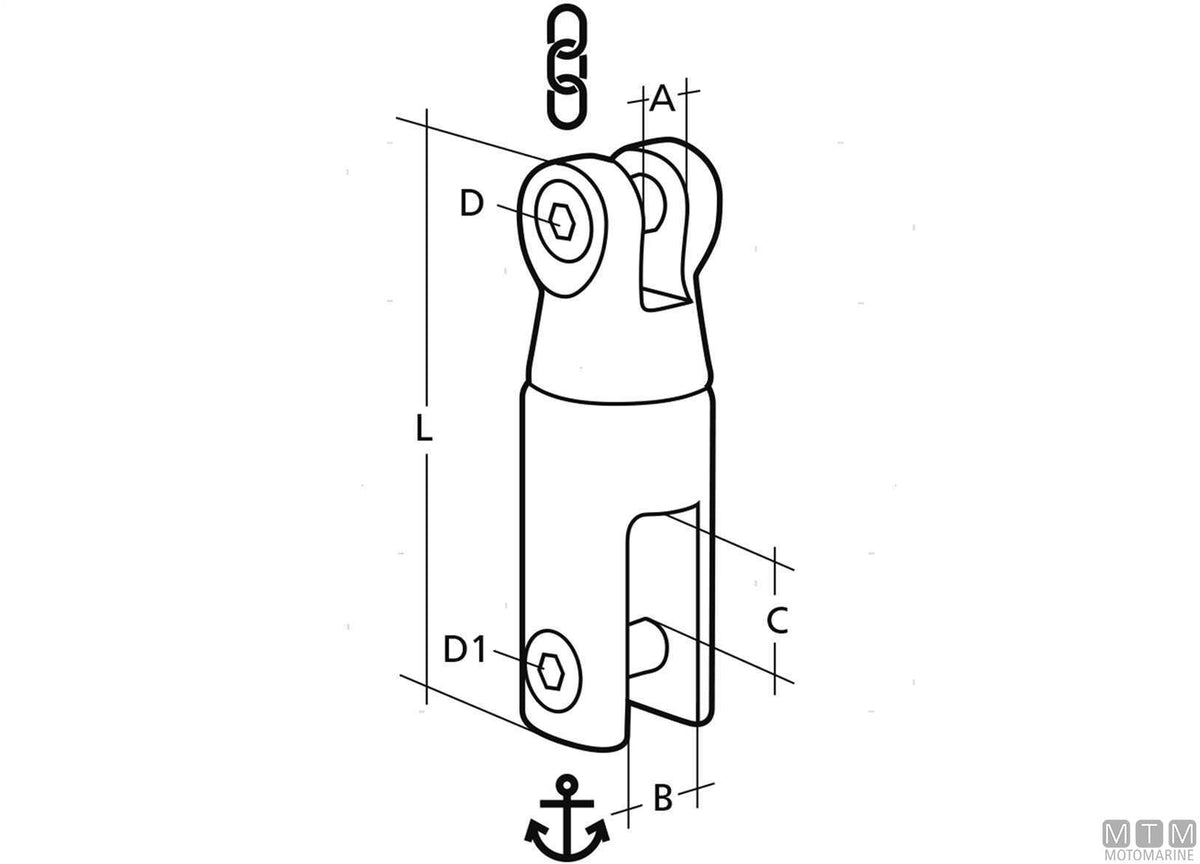 Douglas swivel anchor connector, chain Ø6/8 mm, stainless steel 316 - original photo Motomarine Srl