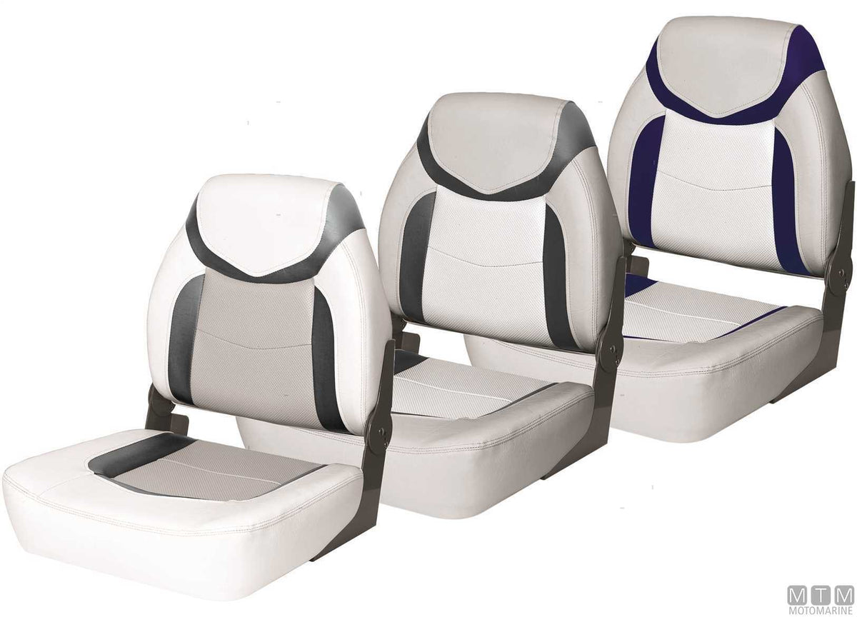 Premium Fish folding seat grey/blue - original photo Motomarine Srl