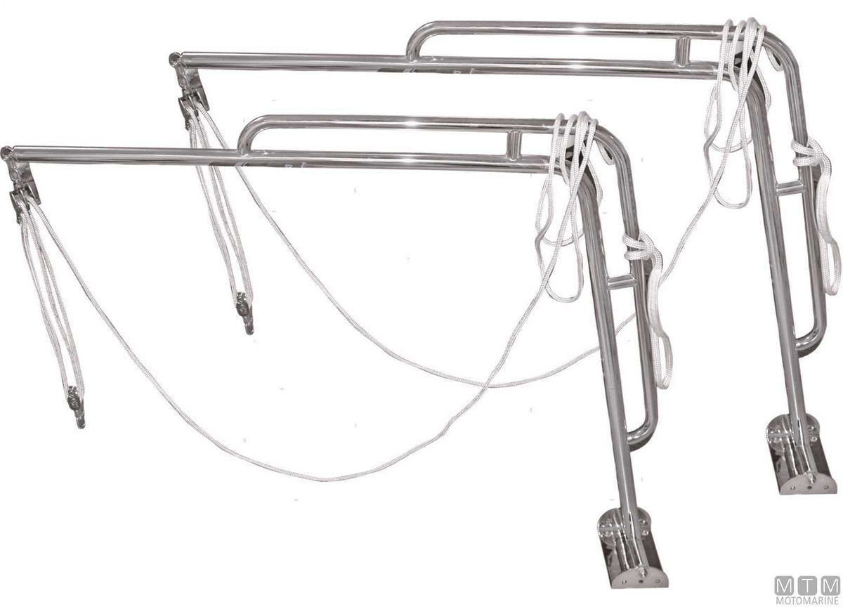 Pair of davits with base Ø42 mm stainless steel 316 - original photo Motomarine Srl
