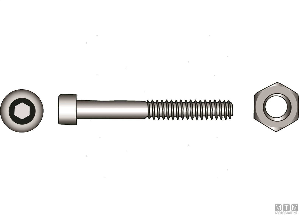 DIN912 socket head cap screws + A4 stainless steel nuts M5x25, 6 pcs - original photo Motomarine Srl