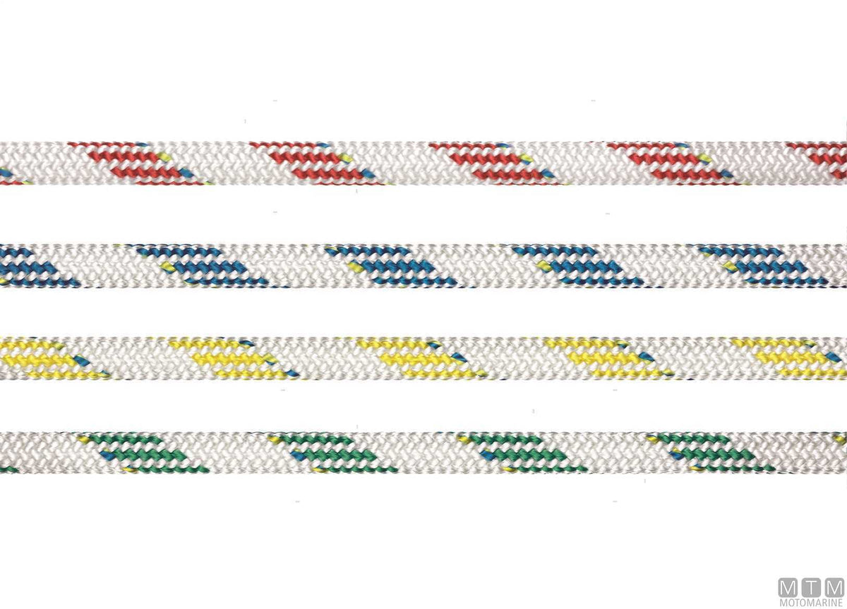 Liros Dynamic Plus white halyard with yellow fleck in Dyneema Ø10 mm 200 m - original photo Motomarine Srl