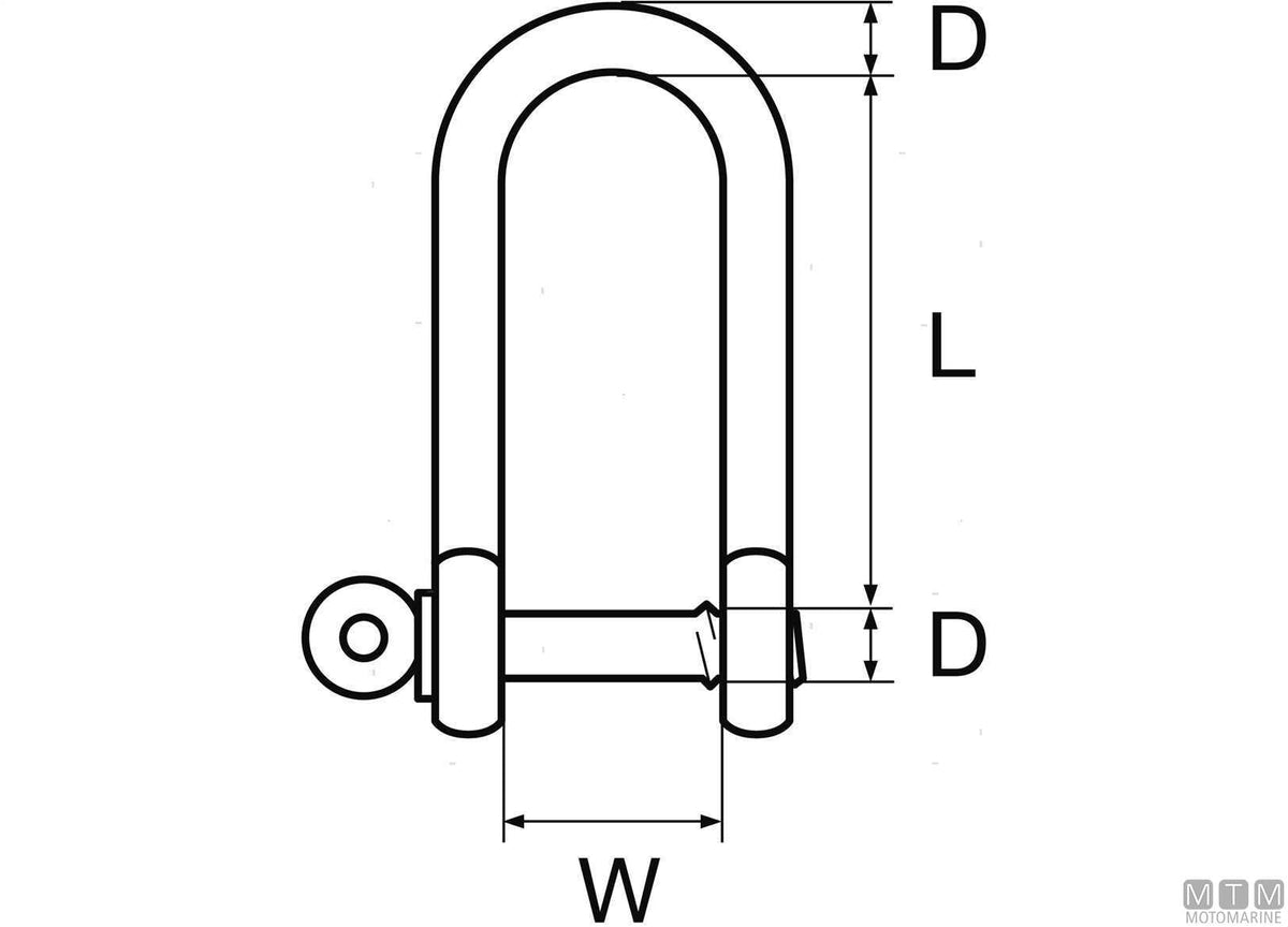 Long shackle Ø4 mm AISI 316 stainless steel captive pin - original photo Motomarine Srl