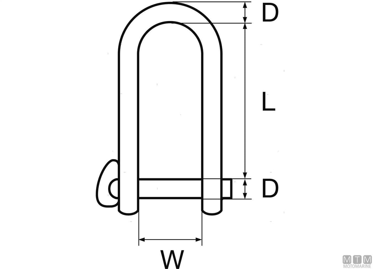 Key pin shackle Ø6 mm stainless steel 316 captive pin - original photo Motomarine Srl