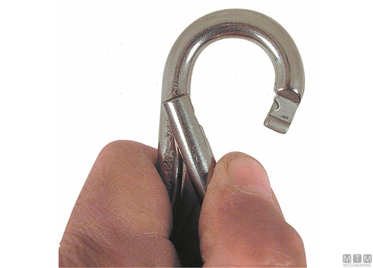 Kong snap hook Ø8 mm side opening with eye stainless steel 316 - original photo Motomarine Srl