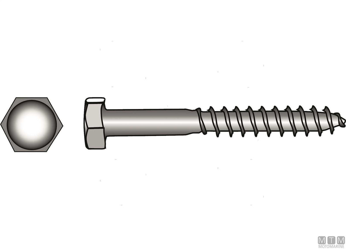 DIN571 A4 stainless steel hex head wood screws 6x30, 4 pcs - original photo Motomarine Srl