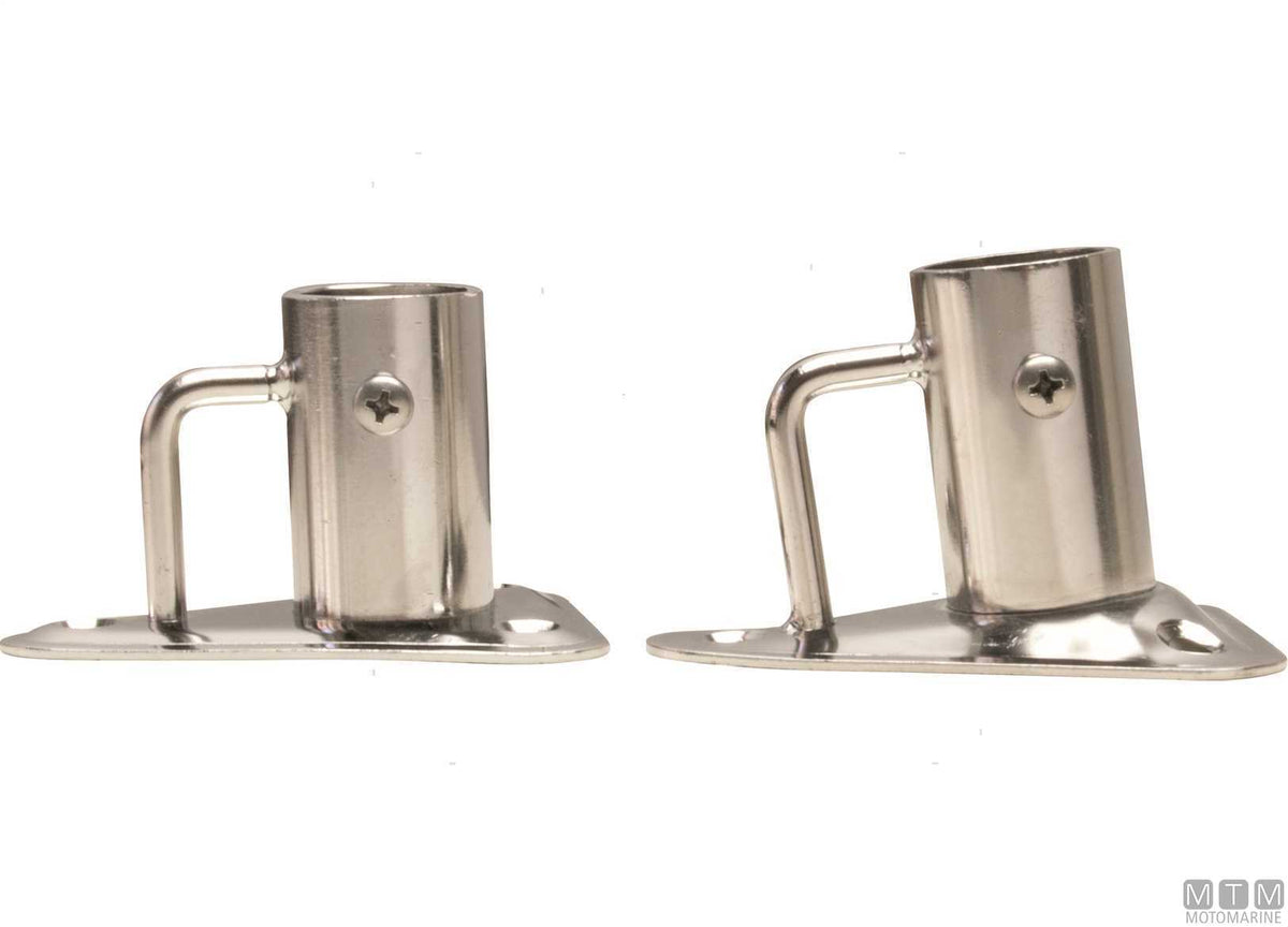 Triangular angled stanchion base Ø25 mm AISI 316 stainless steel - original photo Motomarine Srl