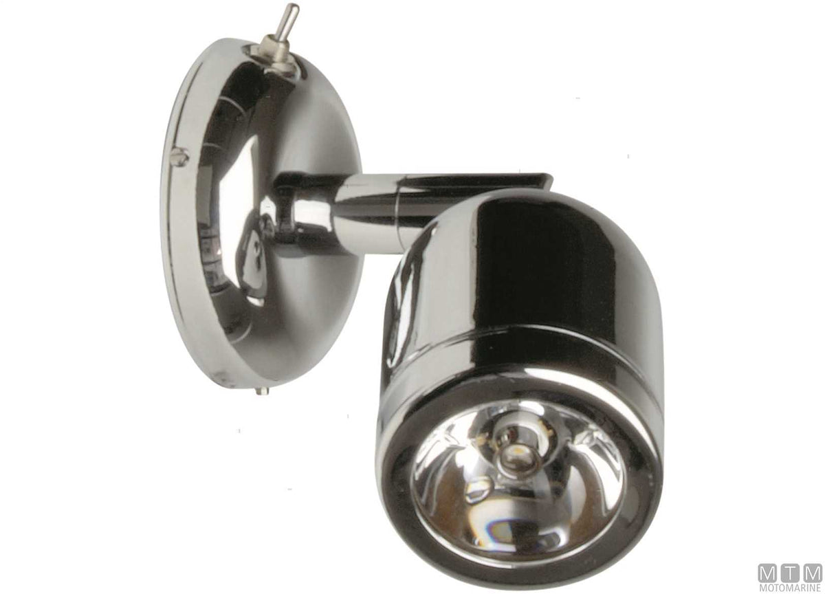 Adjustable LED spotlight in chrome-plated brass 8-30 V - original photo Motomarine Srl
