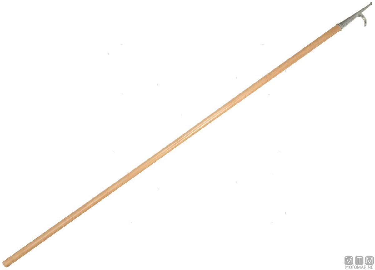 Wooden boat hook 180 cm, stainless steel tip - original photo Motomarine Srl