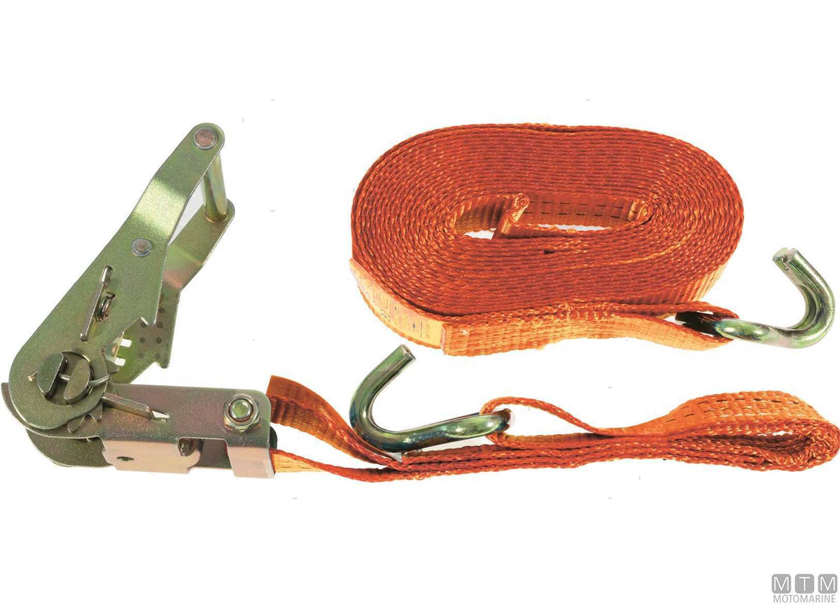 Ratchet tensioning strap with hook 25 mm 6 m - original photo Motomarine Srl