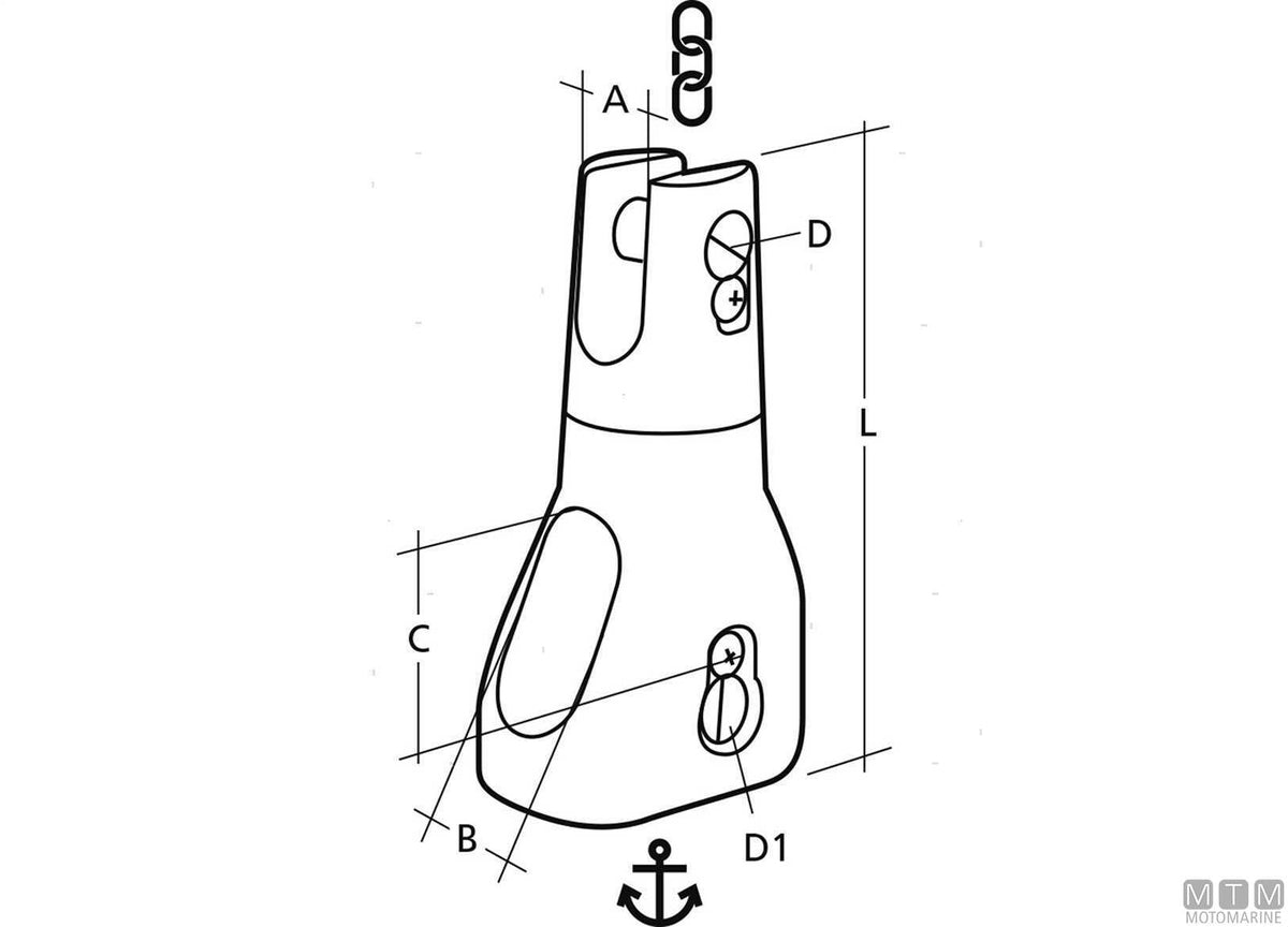 Douglas HD swivel anchor connector, chain Ø6/8 mm, stainless steel 316 - original photo Motomarine Srl