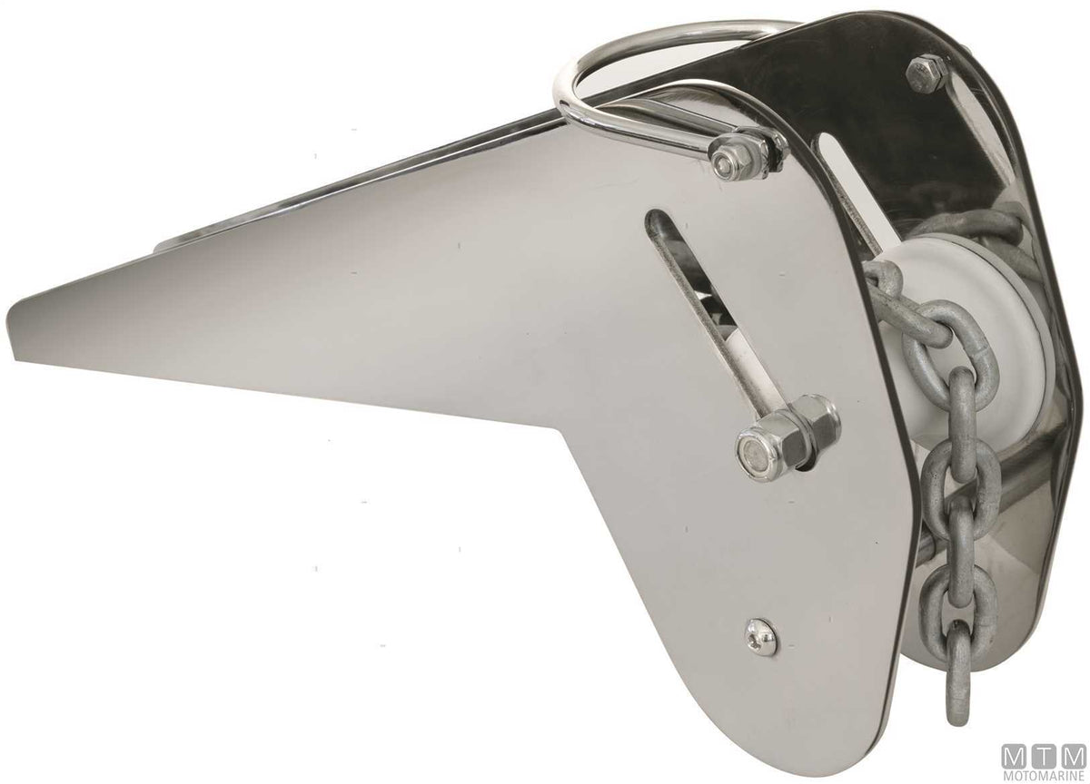 Fixed angled chain bow roller 370 mm, stainless steel 316 - original photo Motomarine Srl