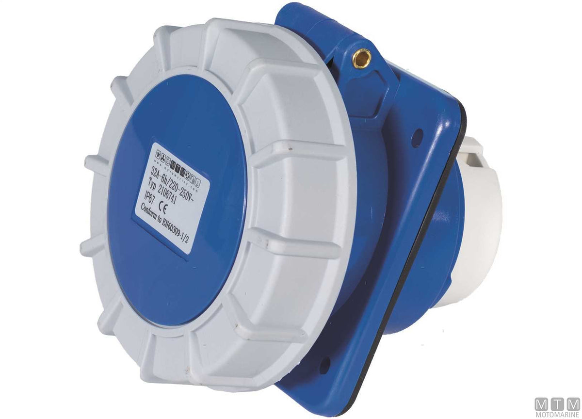 CE wall socket IP67 230V 16A - original photo Motomarine Srl