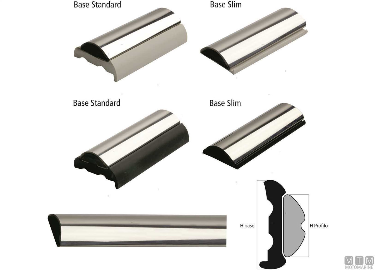 Black base for Sphaera fender profile support H70 mm L12 m - original photo Motomarine Srl