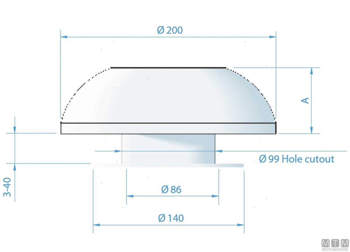 Deck vent Roca Ø200 mm, plastic - original photo Motomarine Srl