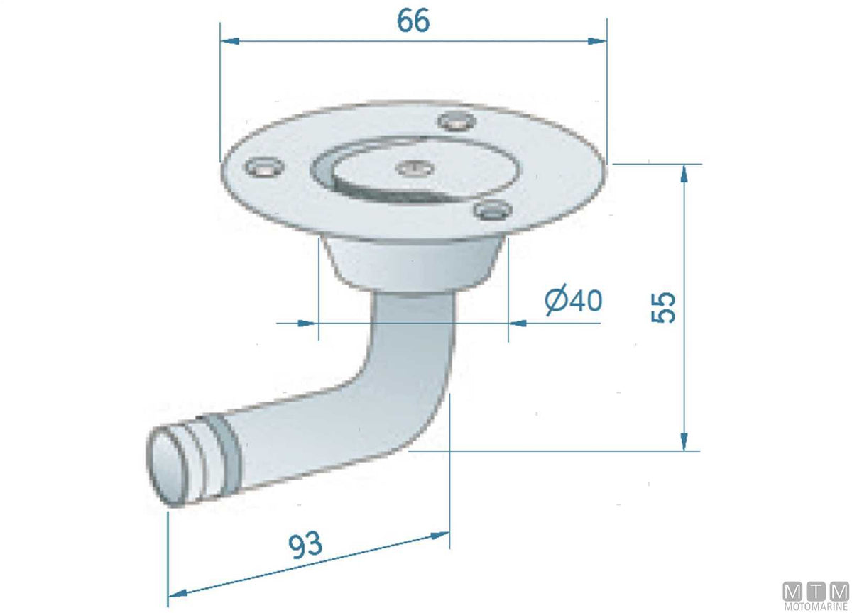 90° curved vent Roca CE Ø16 mm, black stainless steel - original photo Motomarine Srl