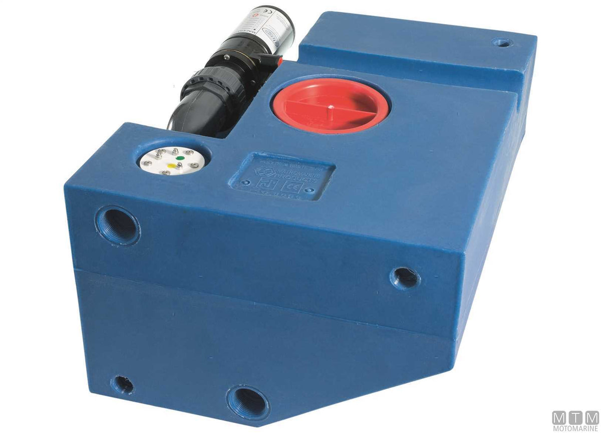 Ocean shaped black water tank with 12V pump 45 L - original photo Motomarine Srl