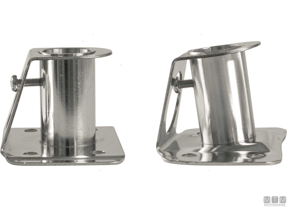 Square flat stanchion base Ø25 mm AISI 316 stainless steel - original photo Motomarine Srl