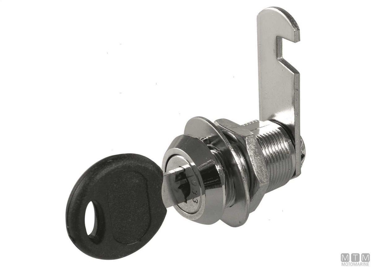 Cam lock H16 mm with keys and chrome-plated lever - original photo Motomarine Srl
