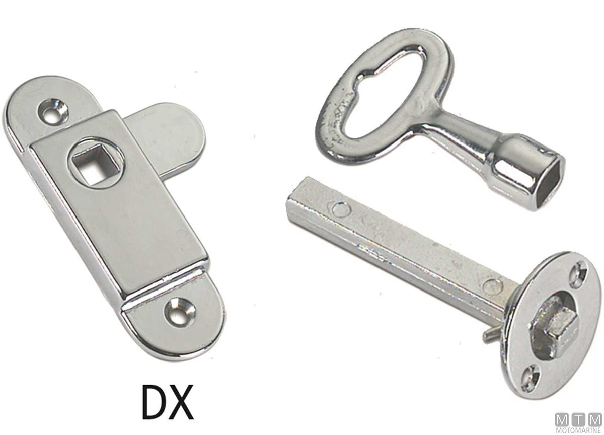 Left-hand flush latch with square key in chrome-plated brass - original photo Motomarine Srl