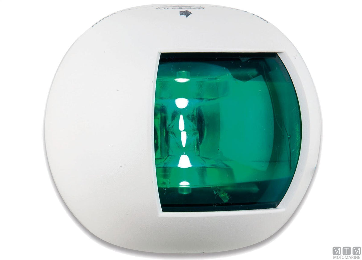 LED navigation sidelight, red, half-dome, white, 70x63 mm - original photo Motomarine Srl