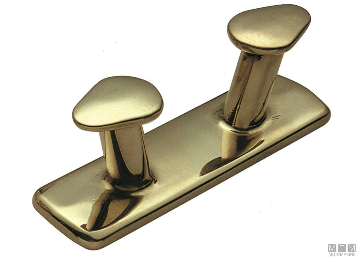 Cleat two horns 100 mm polished brass - original photo Motomarine Srl