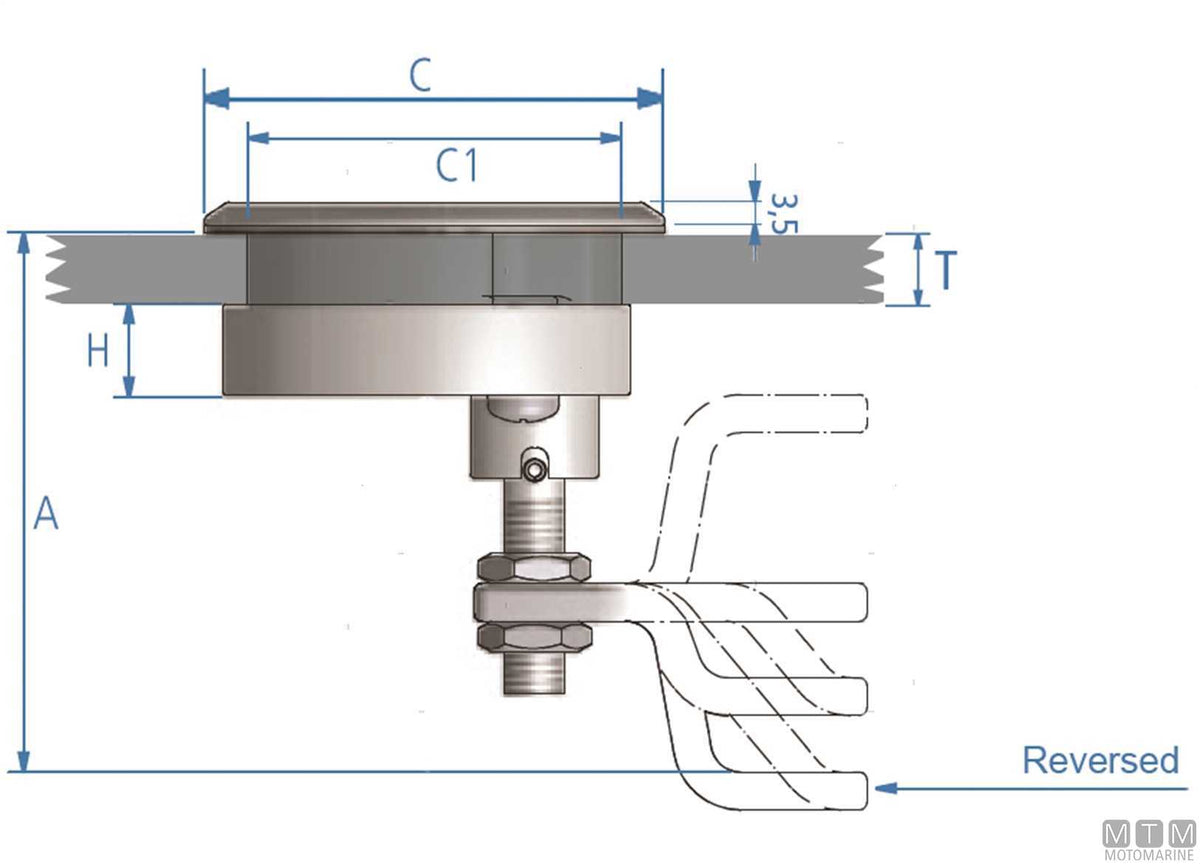 Roca compression latch Ø61 mm with straight lever stainless steel - original photo Motomarine Srl