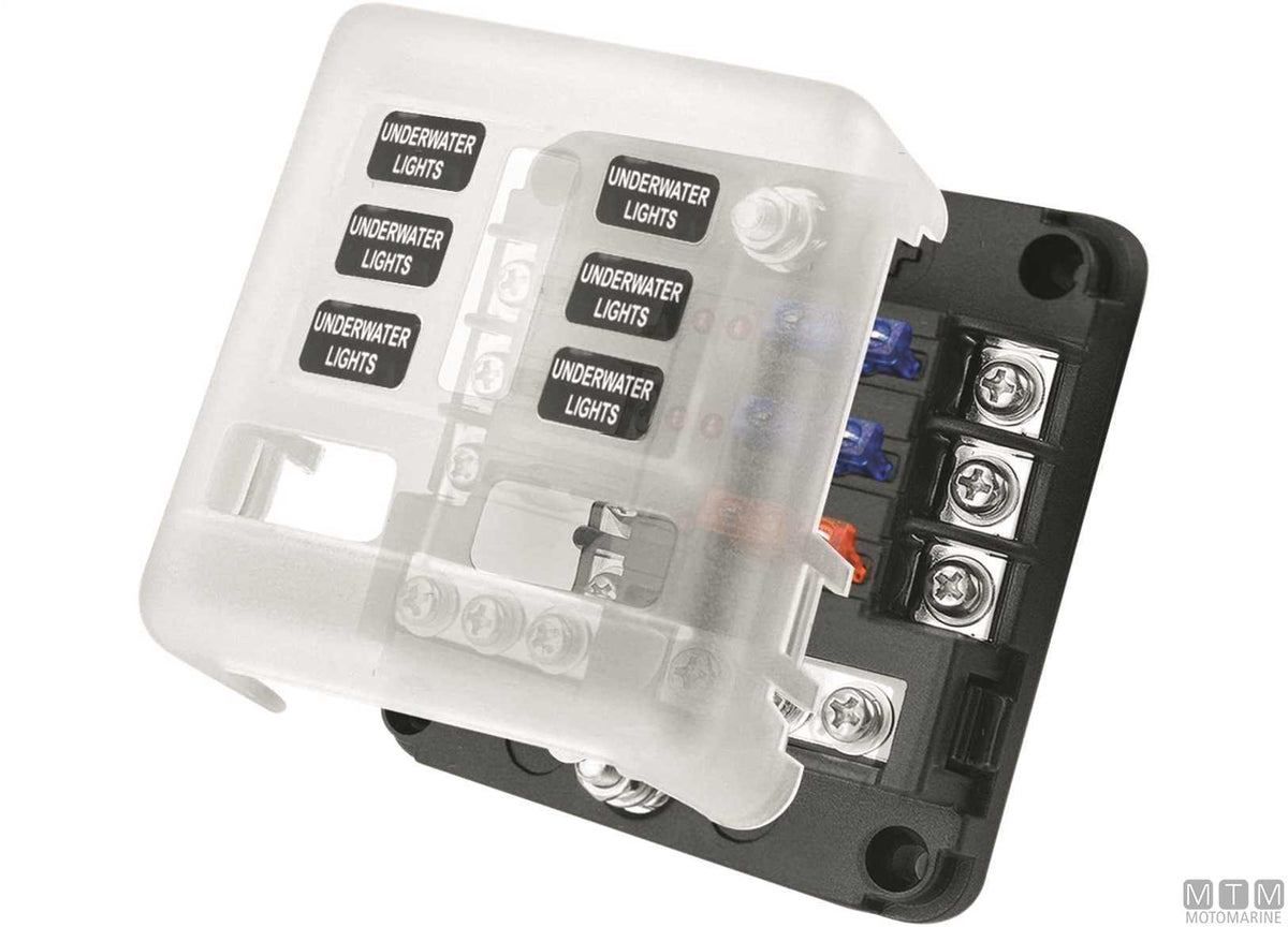 Fuse box UNIVAL 12-position with terminal block - original photo Motomarine Srl