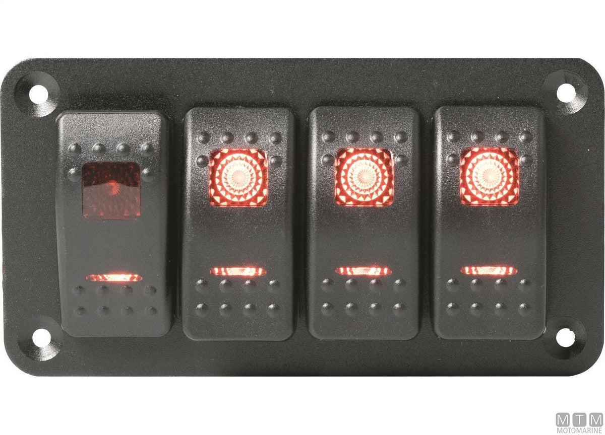 Aluminium panel with 8-position rocker switches 234x70 mm - original photo Motomarine Srl