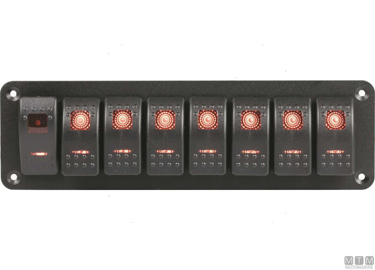 Aluminium panel with 4-position rocker switches 124x70 mm - original photo Motomarine Srl