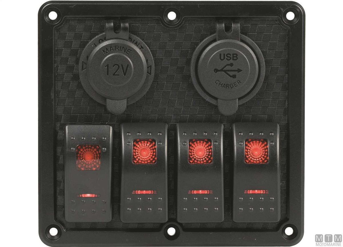 Panel with 4+2-position rocker switches 130x120 mm - original photo Motomarine Srl