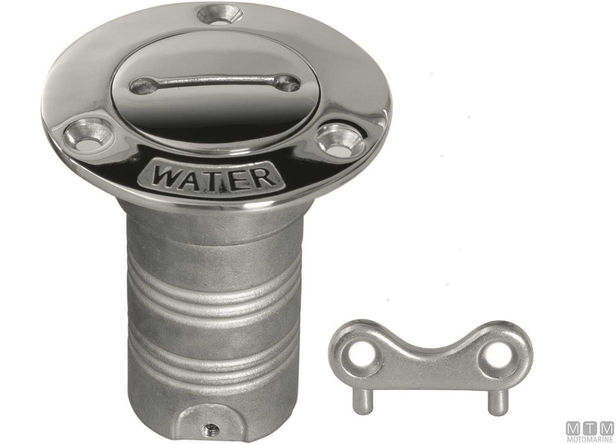 Flush water deck fill Ø38 mm stainless steel with key - original photo Motomarine Srl